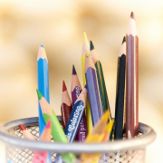 Color pencils on bright background