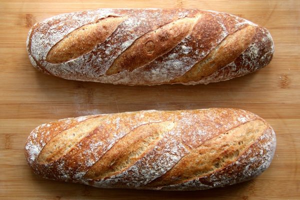 Sourdough bread loaves baking