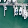 anchored, yachts, dock