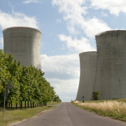 Gray concrete road near the nuclear power plant