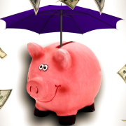 piggy bank, umbrella, money rain
