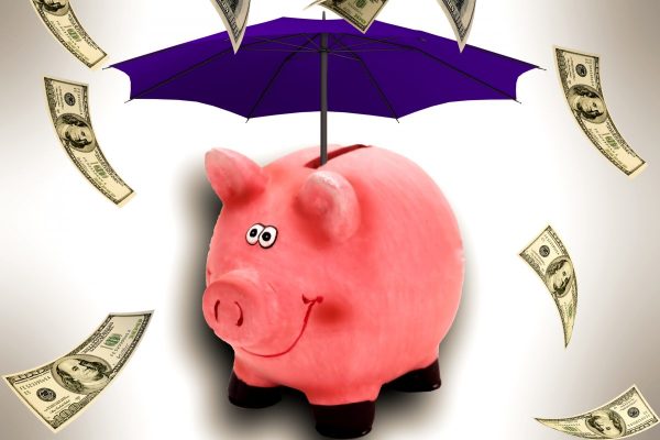 piggy bank, umbrella, money rain
