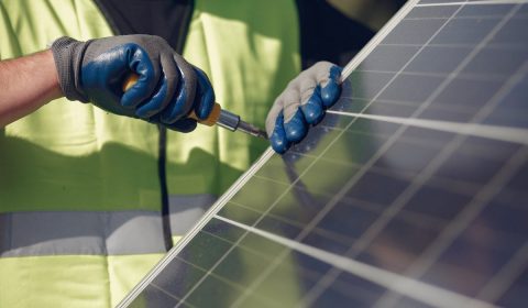 solar panel, installation, worker
