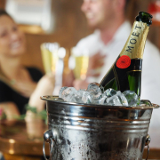 Champagne bottle on ice bucket