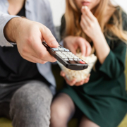 Man holding remote control