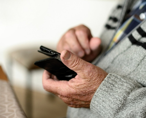 mobile, smartphone, old human