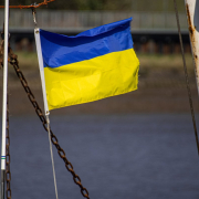 Ukrainian flag on a boat