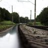 Close up shot of an empty railroad
