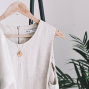 Close up view of dress on a hanger