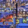 factory, refinery, night view