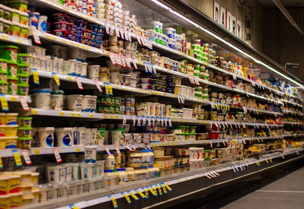 supermarket, shelf, blur