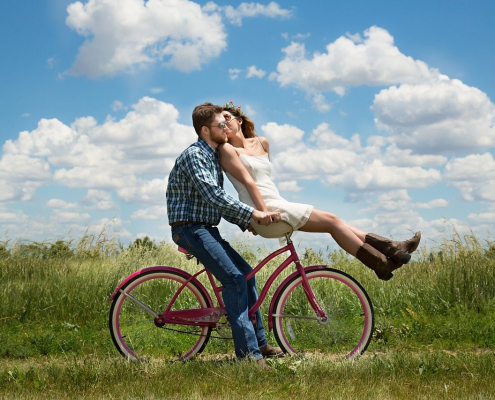 couple, romance, bike