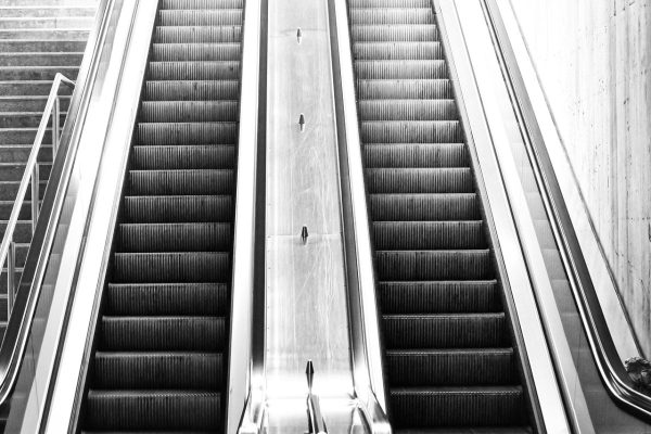 escalator, up, downward