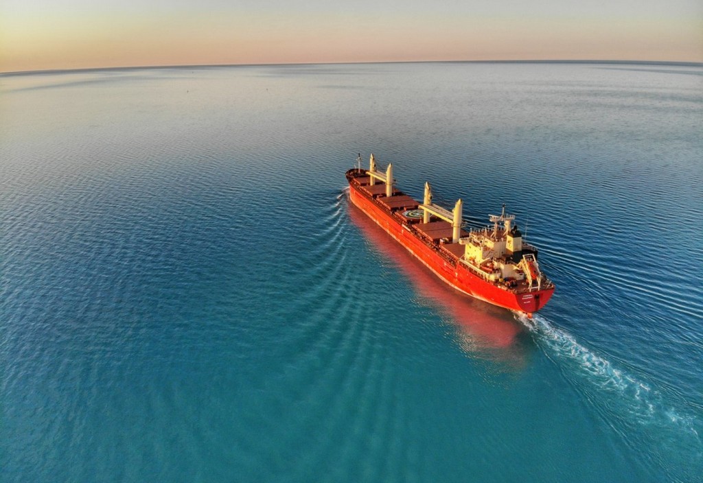 The bulk freighter, Federal Beaufort, leaves the St. Clair River and heads out into Lake Huron.