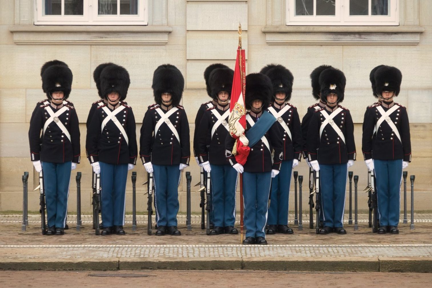 Changing of the guard at Amalienborg, Copenhagen.