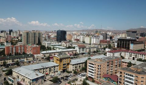 Ulaanbaatar cityscape under blue sky mongolia
