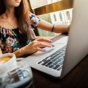 woman, laptop, desk