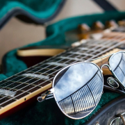 guitar, aviator, sunglasses