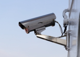 Silver security camera