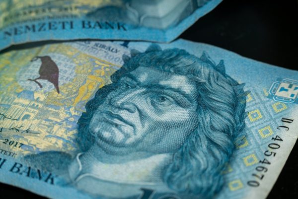 Forint banknotes in close up
