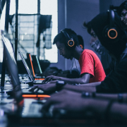 Gamers playing on Laptops