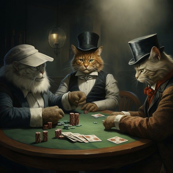 ai generated, cats playing poker, poker