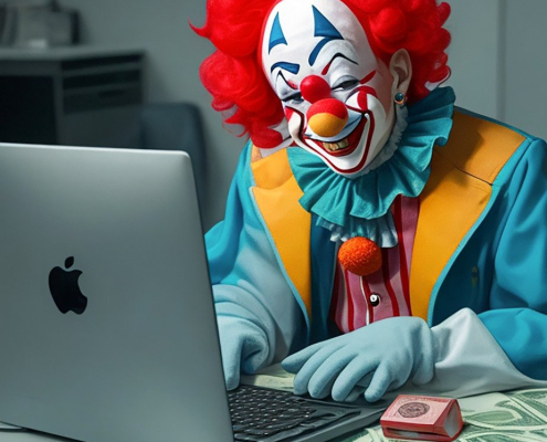 ai-generated-clown-laptopn-stockpack-pixabay.jpg ai generated, clown, laptopn