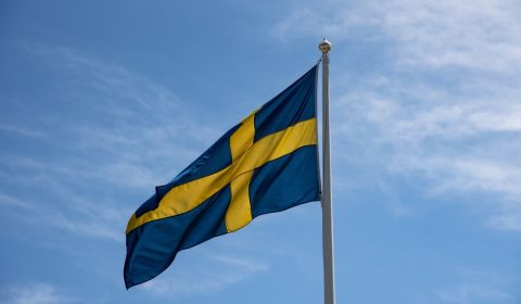 the swedish flag, sweden, blue and yellow