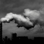 Monochrome photo of industrial plant