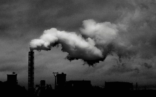 Monochrome photo of industrial plant