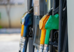 Petrol pump filling nozzles, Gas station in a service