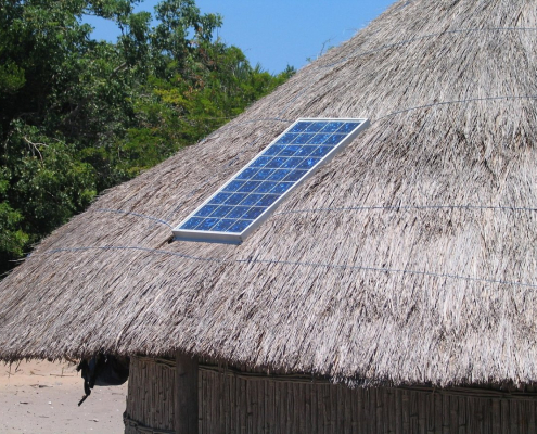 solar panel, roof, straw