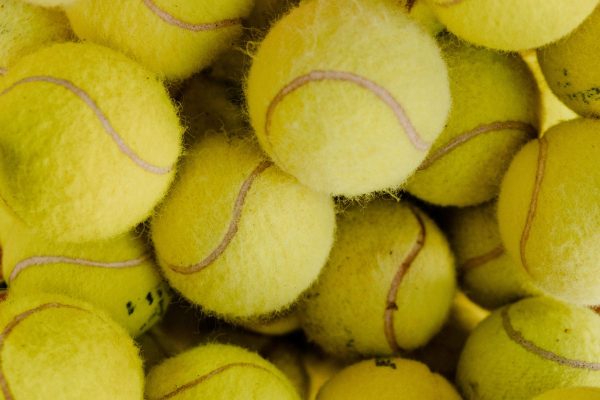 A close up shot of tennis balls