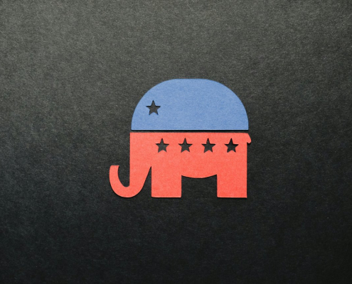 Symbol of Republican party cut out of paper