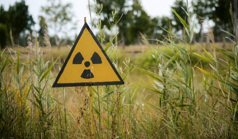 A radioactive sign at Chernobyl Exclusion Zone, Ukraine