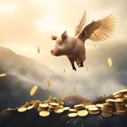 ai generated, pig, coins