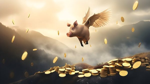 ai generated, pig, coins