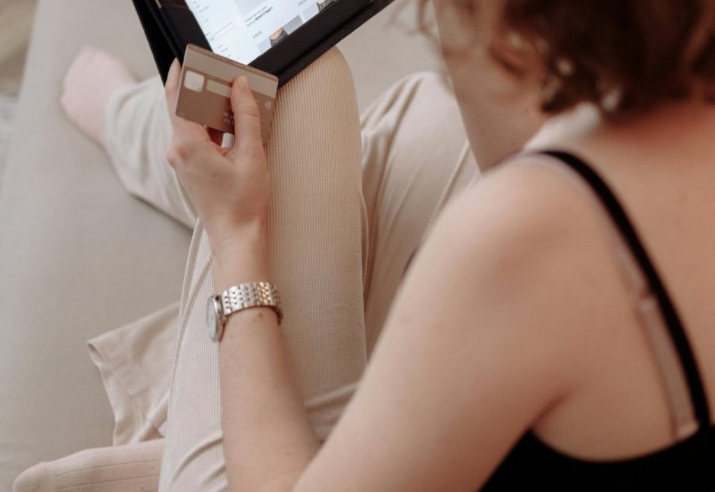 Woman online shopping