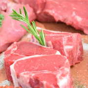 raw meat with green leaves