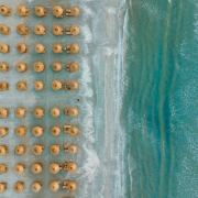 Drone shot of the Black Sea, Romania