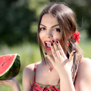 face, melon, red
