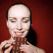 woman, eating, chocolate