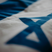 Close up of the flag of israel