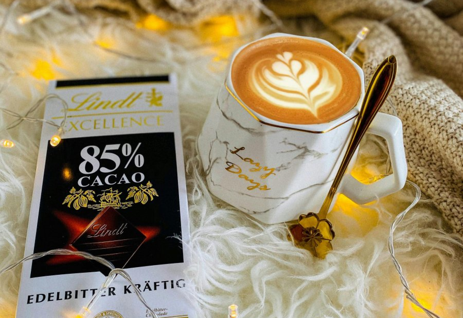 Lindt chocolate and coffee cup