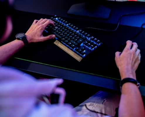 gaming-area-on-the-second-floor-in-addition-to-the-elite-suite-there-are-two-more-medium-sized-gaming-areas-for-up-to-10-people-there-are-also-two-rooms-for-2-3-people-each-for-smaller-teams-all-gamin-stockpack-unsplash.jpg Gaming Area
On the second floor, in addition to the Elite Suite, there are two more medium-sized gaming areas for up to 10 people. There are also two rooms for 2-3 people each for smaller teams.
All gaming stations are equipped with high-quality hardware and professional gaming gear. To allow you to enjoy long but relaxed gaming sessions, each gaming station is equipped with a comfortable Noblechair and height-adjustable, "rage-safe" Leetdesks.