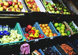 market, fruits, vegetables