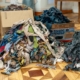 Shredded clothes in boxes and on the floor