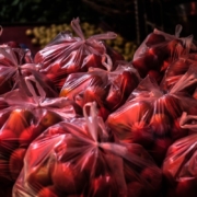 tomato, plastic bag, plastic