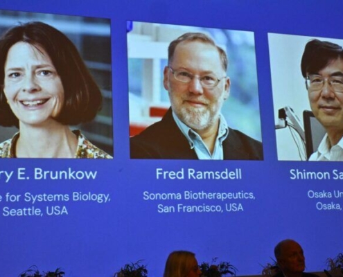 STOCKHOLM, SWEDEN 20251006Mary E Brunkow, Fred Ramsdell and Shimon Sakaguchi are awarded this year's Nobel Prize in Medicine or Physiology. The Nobel Assembly at Karolinska Institutet announce the Nobel Prize in Physiology or Medicine on October 6, 2025.