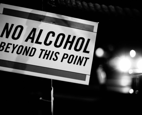 Signboard with inscription no alcohol beyond this point